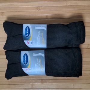 Womens Dr. Scholl's Black Diabetic Crew Socks, 6 Pairs Bigger Plus Size 8-12 NEW